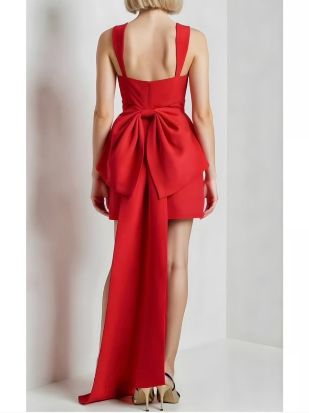 Sachin + Babi Blaine Taffeta Bow Train Mini Dress Red Size 10